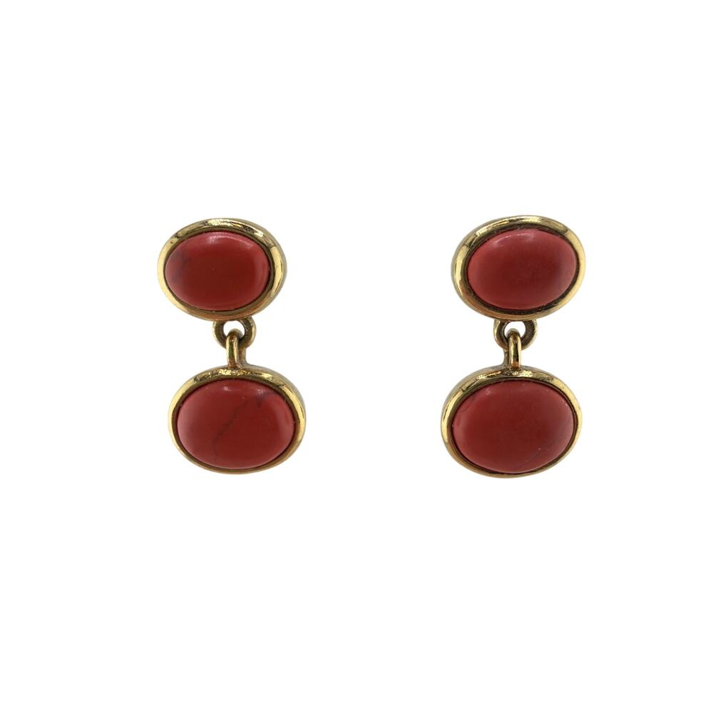 Vintage Liz Claiborne Gold‑Tone Red Drop Earrings — Listing Description